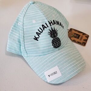 Kauai Hawaii  Men Hat One Size Blue Striped Cap Pineapple Embroidered Unisex NWT